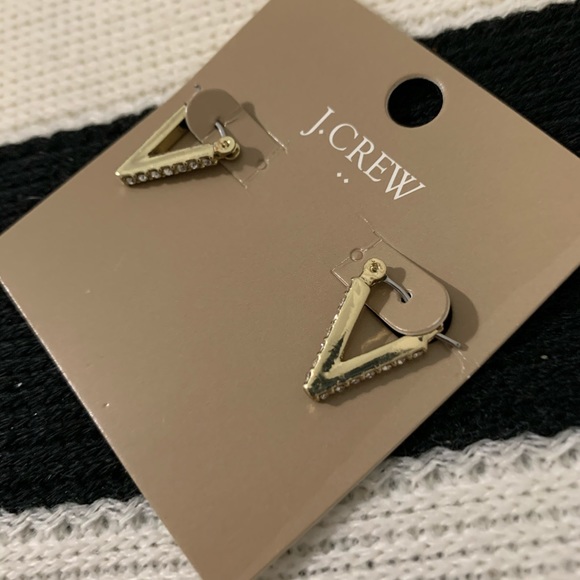J. Crew Jewelry - NWT J Crew Gold/Crystal 3D Triangle Earrings